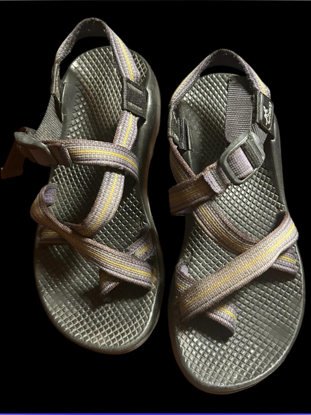 Chaco Women's Gray Sandals with Yellow Accent Straps
